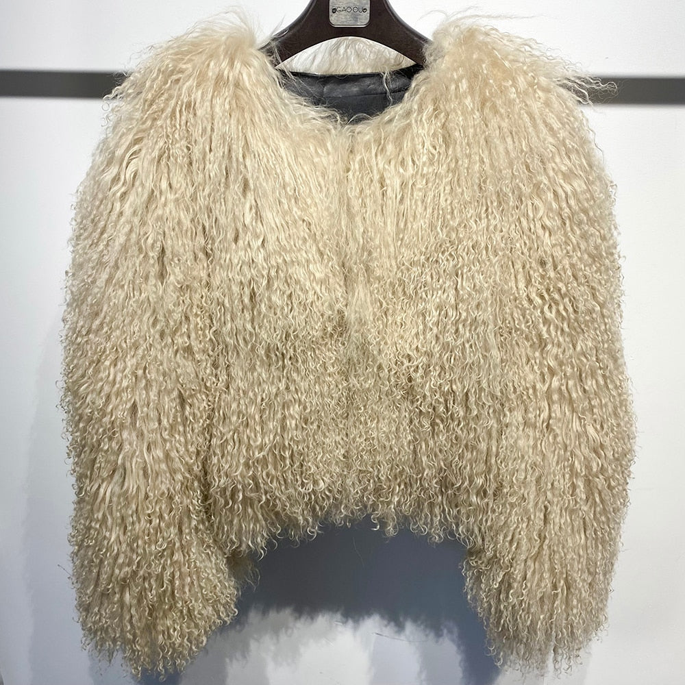 Women Mongolia Sheep Fur Coat - AfterAmour