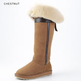 Natural Sheepskin Suede Knee Boots