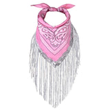 Cowgirl Bandana Sequin Fringe Scarf - AfterAmour