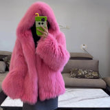 Fox Fur Knitted Long Fur Coat