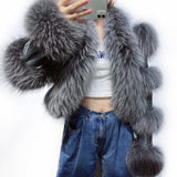 Fox Fur Cropped Leather Jacket - AfterAmour