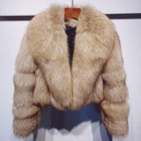 Natural Big Collar Real Fox Fur Coat - AfterAmour
