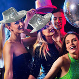 Glitter Sequin Mirror Disco Cowboy Hat - AfterAmour