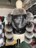 Fox Fur Cropped Leather Jacket - AfterAmour