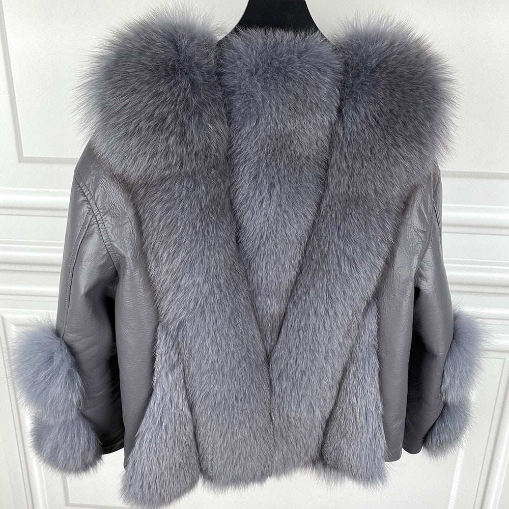 Fox Fur Three Quarter Leather Jacket - AfterAmour