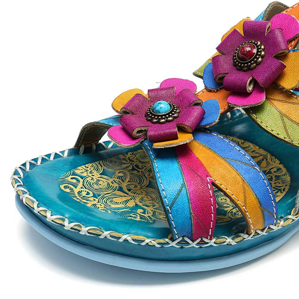 Floral Hand Painted Slingback Sandals - AfterAmour