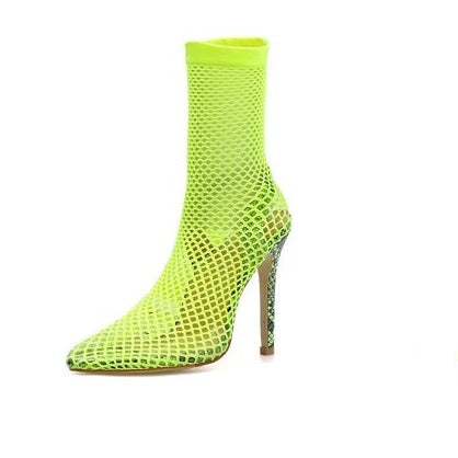 Mesh Breathable High Heel Boots - AfterAmour