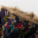 Ethnic Faux Fur Collar Long Dust Coat - AfterAmour