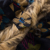 Ethnic Faux Fur Collar Long Dust Coat - AfterAmour