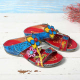 Amour Multi Patch Flower Leather Sandals - AfterAmour