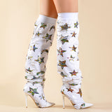 Amour Moon & Stars Sequin Over the Knee Boots - AfterAmour
