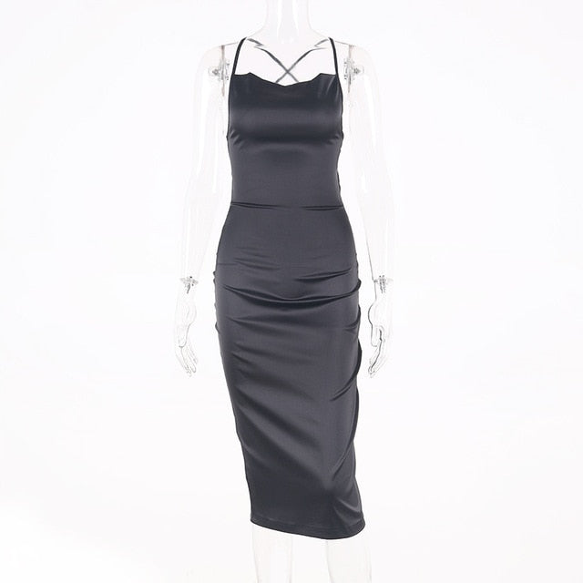 Satin Lace Up Dress AfterAmour Satin Lace Up Dress AfterAmour