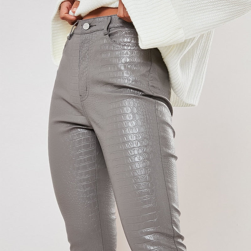 Hight Waist Faux Leather Trousers - AfterAmour