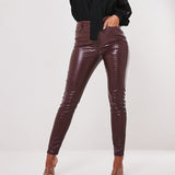 Hight Waist Faux Leather Trousers - AfterAmour