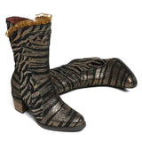 Zebra Chrome Stitch Mid-Calf Boots - AfterAmour