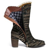Zebra Chrome Stitch Mid-Calf Boots - AfterAmour