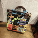 Mexico Theme Hand Stitched Leather Handbag - AfterAmour