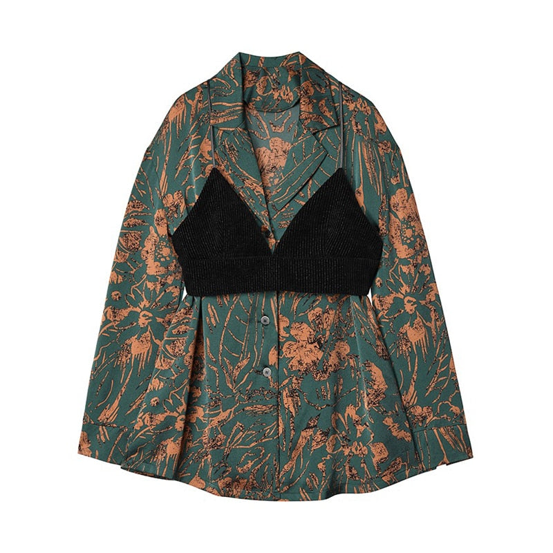 Bralette Floral Blouse Two Piece Top - AfterAmour