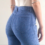 Corduroy High Waisted Pants - AfterAmour
