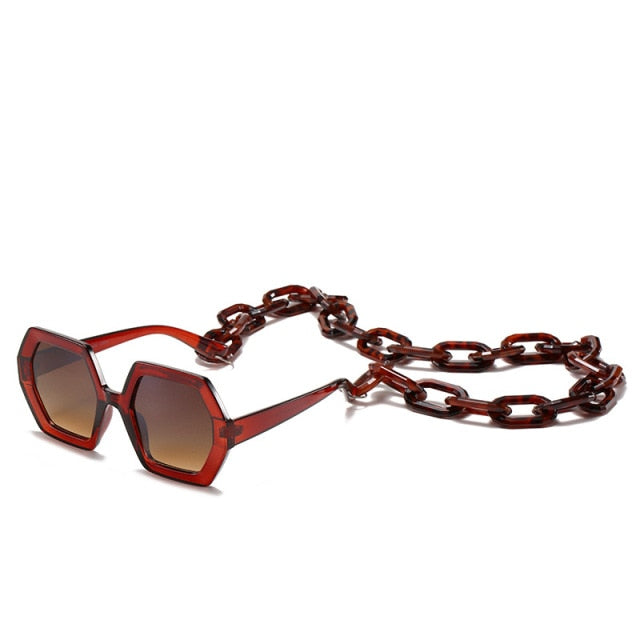Luxury Big Chain Polygon Sunglasses - AfterAmour