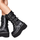 Motorcycles Muti-Buckle Platform Boots - AfterAmour