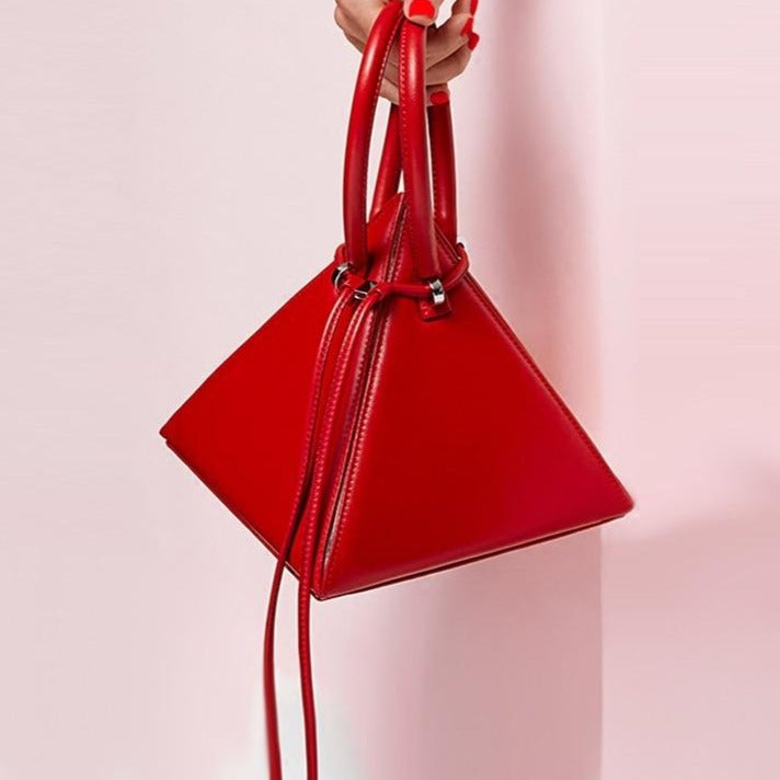 3d pyramid faux leather handbag - AfterAmour