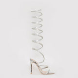 Crystal Strap Gladiator Over The Knee Sandal Boots - AfterAmour