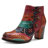 Moroccan Multi-color Layered Leather Booties