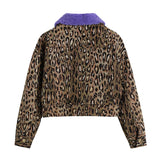 Leopard Purple Wool Sherpa Bomber Jacket - AfterAmour