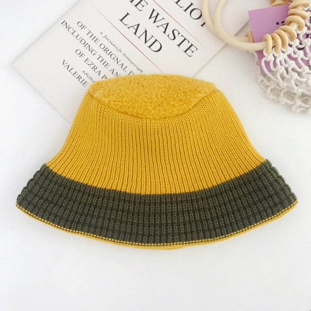 Knitted Wool Double-Layer Bucket Hat - AfterAmour