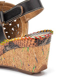 Bohemian Floral Cork Wedge Sling-back Sandals - AfterAmour