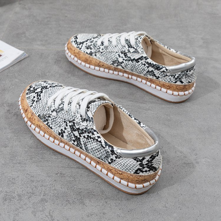 snakeskin casual flat sneakers - AfterAmour