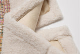 Lamb Wool Cream Patchwork Jacket + Mini Purse - AfterAmour