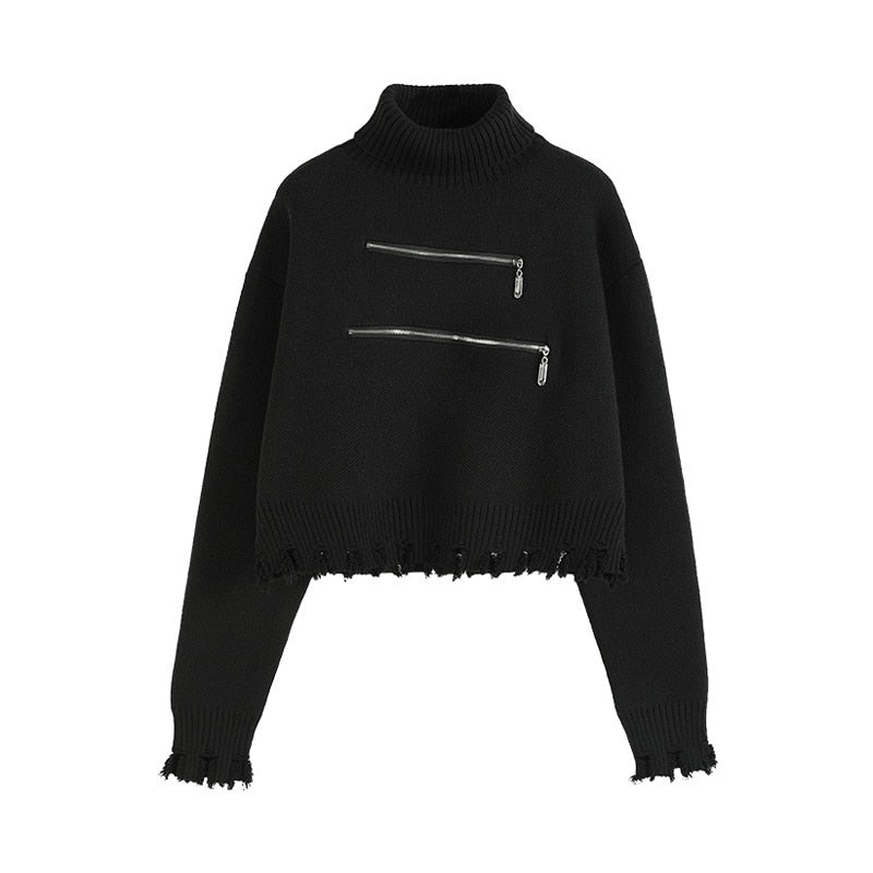 Turtleneck Double Zip Pullover - AfterAmour