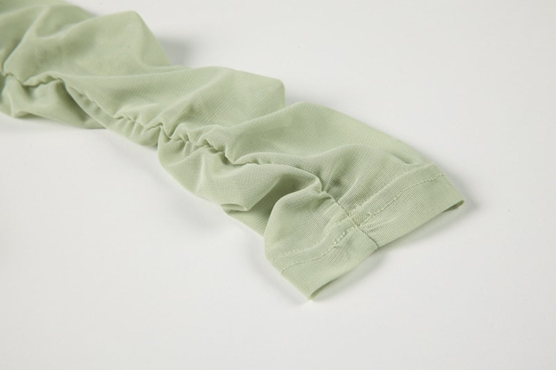 Vintage Green Gauze Off-Shoulder Top - AfterAmour