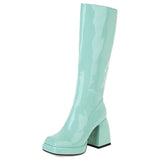 Patent 'Megan' High Heel Mid Calf Boots - AfterAmour