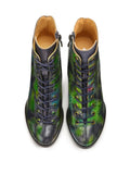 Green Garden Lace Up Floral Ankle Boots - AfterAmour