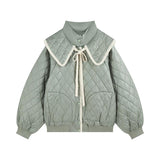 Mint Quilted Peter Pan Collar Padded Jacket - AfterAmour