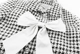 Houndstooth Big Bow Padded Jacket - AfterAmour