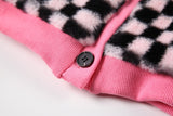 Pink Checkerboard Blouson Teddy Coat - AfterAmour