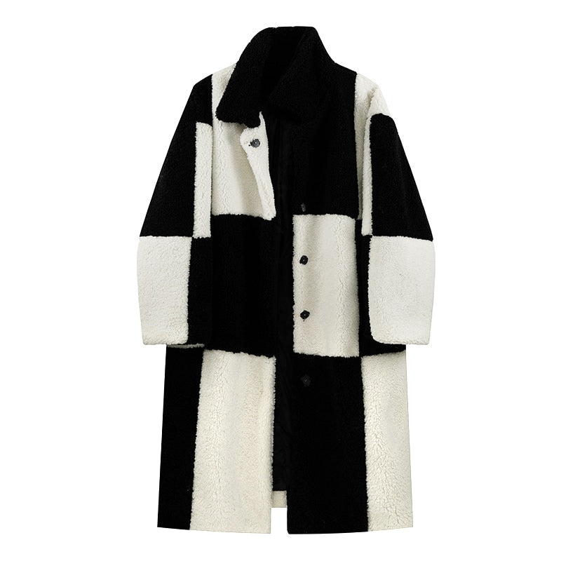 Checkerboard Sherpa Trench Overcoat - AfterAmour