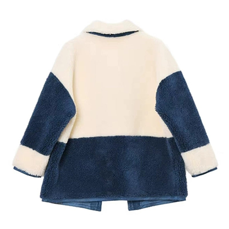 Cream Navy Triple Strap Faux Shearling - AfterAmour