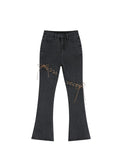Laced Denim Flare Pants - AfterAmour