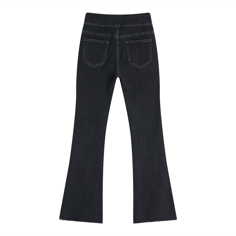 Double Pocket Denim Flare Trousers - AfterAmour