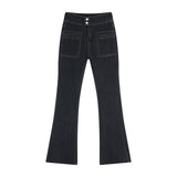 Double Pocket Denim Flare Trousers - AfterAmour