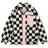 Pink Checkerboard Teddy Coat - AfterAmour