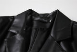 Split Patch Faux Leather Blazer - AfterAmour
