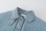 Sea Blue Button Bomber Sherpa - AfterAmour