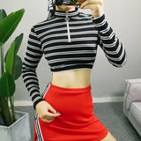 stripped cropped pullover sweatshirt - AfterAmour