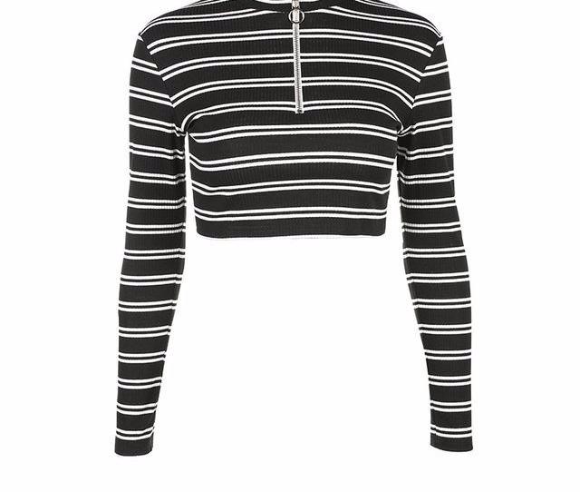 stripped cropped pullover sweatshirt - AfterAmour